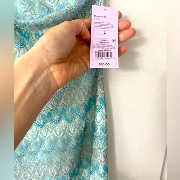 Crochet knit Bodycon Slip Dress Wild Fable Aqua Blue,midi dress, summer … - Picture 7 of 11
